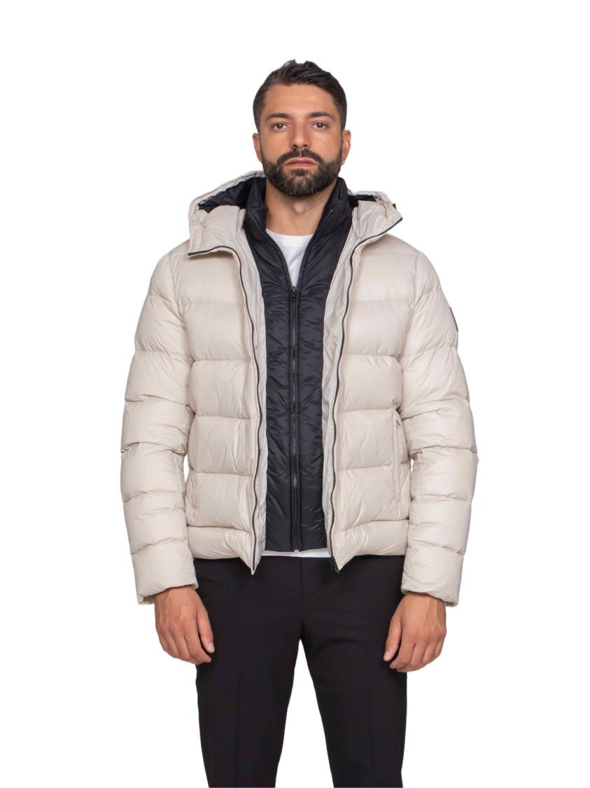 Fay Quilted Puffer Jacket With Hood And Zip Closure