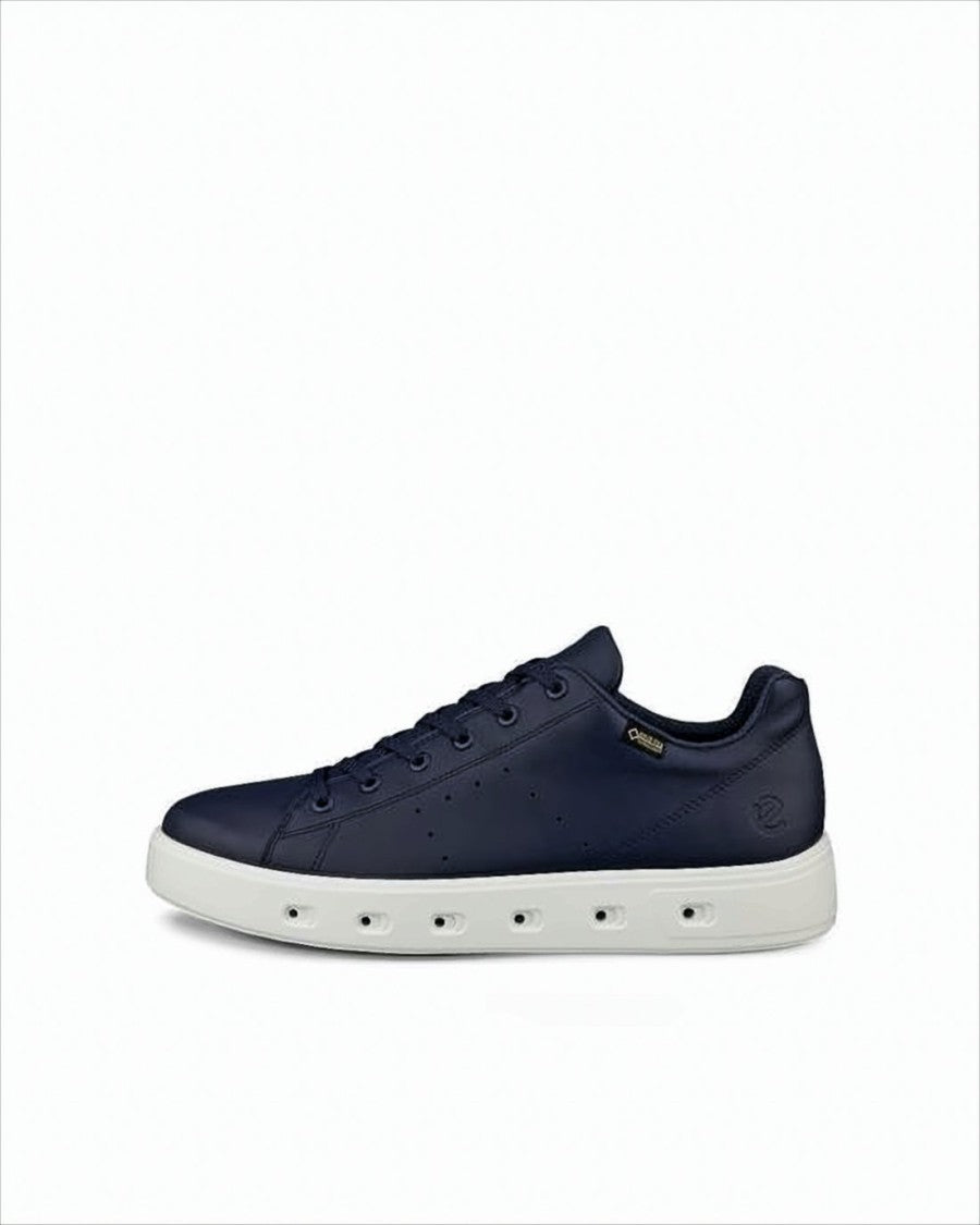 Ecco Low-Top Navy Leather Sneakers With Rubber Sole