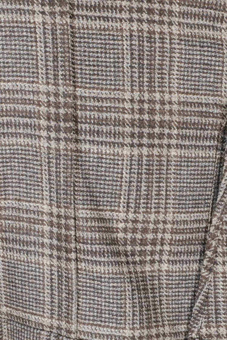 Santaniello Brown Prince Of Wales Wool Check Blazer