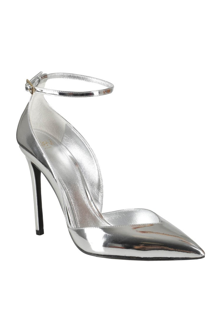 Alevi` Milano Pointed Toe Metallic Leather Pumps