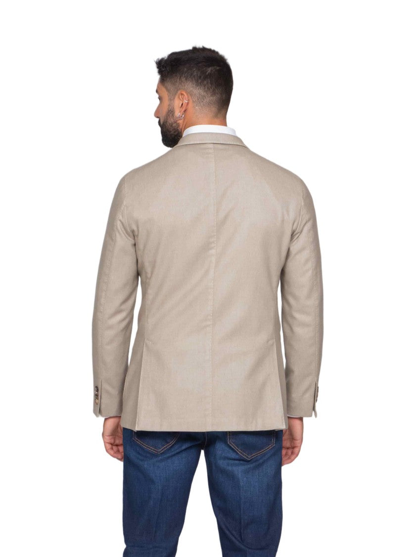 Boglioli Tailored Beige Two-Button Jacket With Notch Lapels And Patch Pockets
