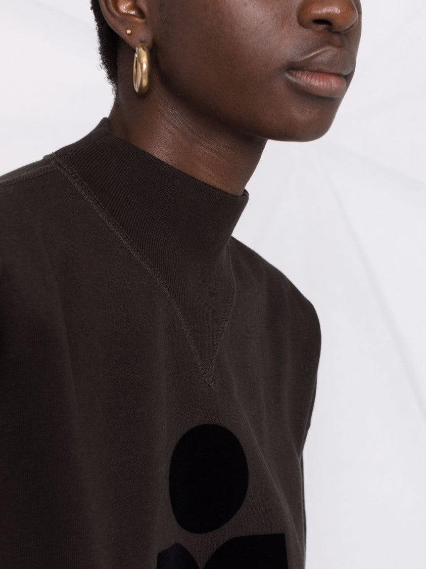 Isabel Marant Étoile Relaxed Fit Crop Sweatshirt With Textured Logo Graphic