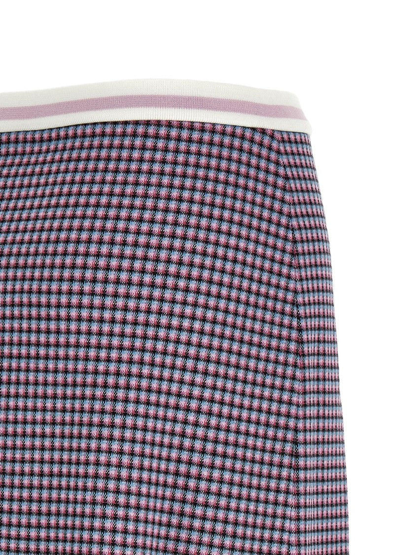 Marni Pleated Houndstooth Miniskirt With Logo Waistband