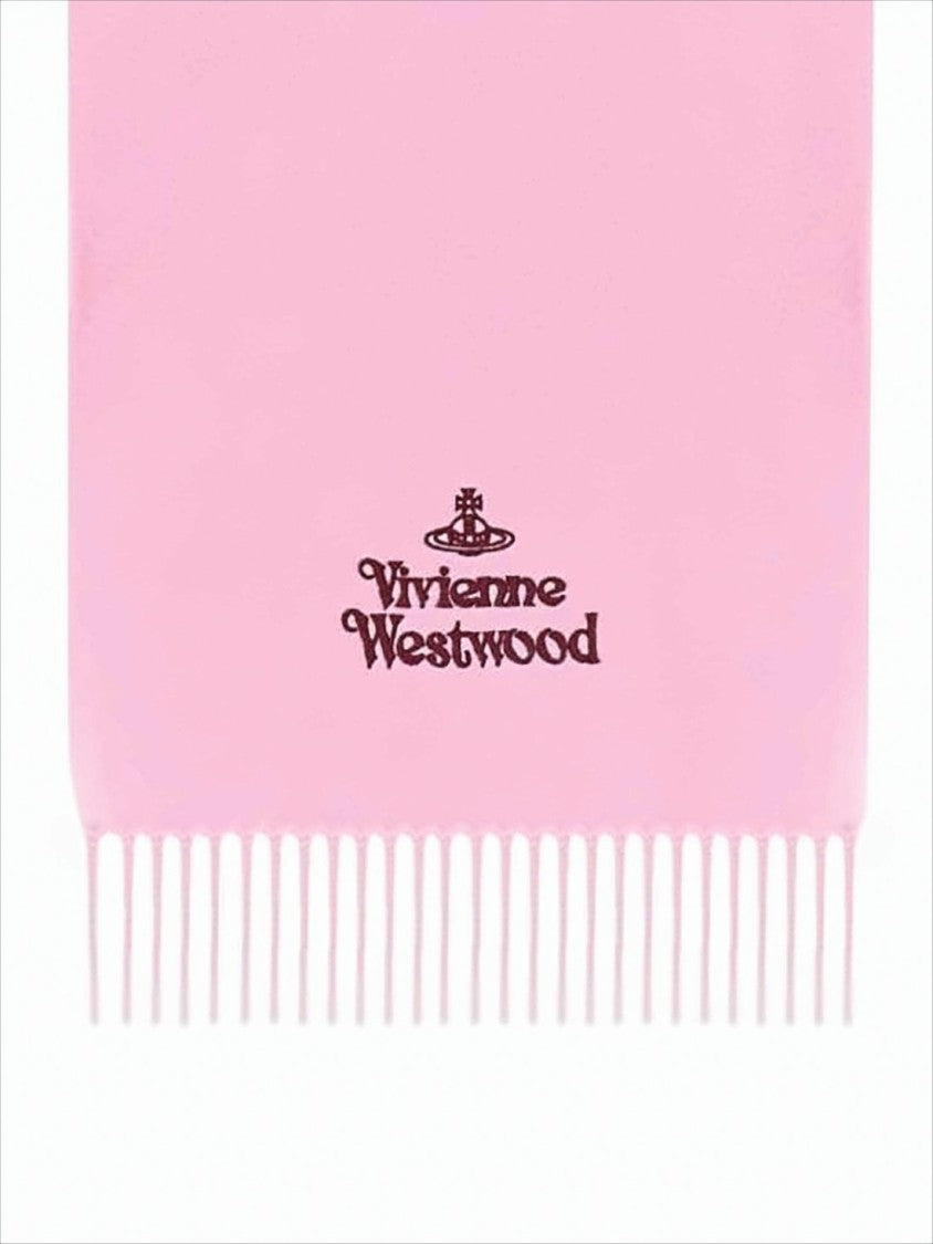 Vivienne Westwood Rectangular Wool Scarf With Fringed Edges
