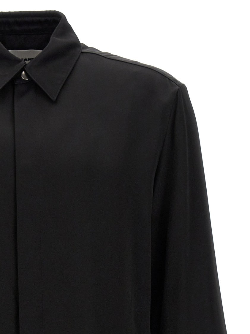 Jil Sander Viscose-Silk Blend Twill Shirt With Cuffed Sleeves