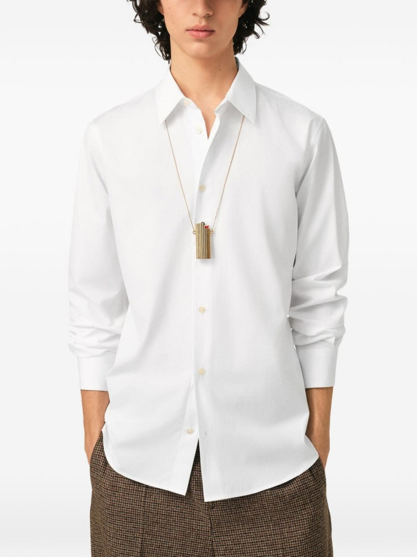 Ami Paris Long Sleeve Minimalist Shirt With Pointed Collar