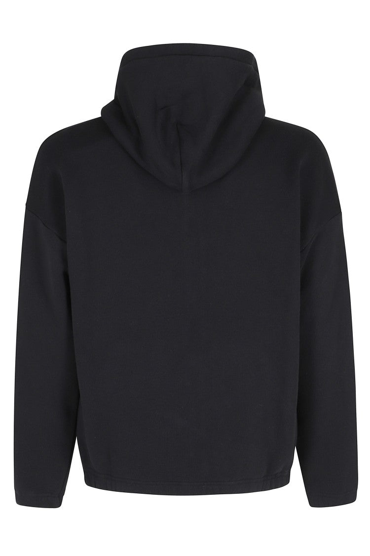 Autry Black Over Hooded Pouch-Pocket Cotton-Blend Sweatshirt