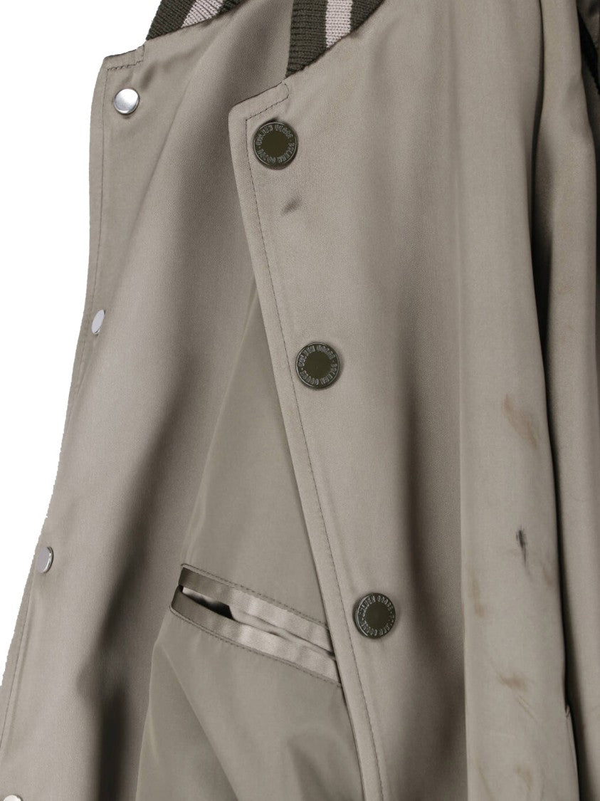 Golden Goose Green Button Closure Acetate Bomber Jacket