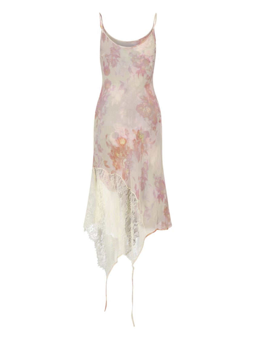Diesel Asymmetrical Hem Midi Dress With Floral Print