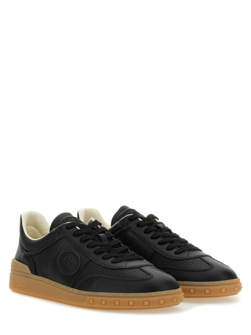 Valentino Garavani Black Low-Top Sneakers With Perforated Leather Accents