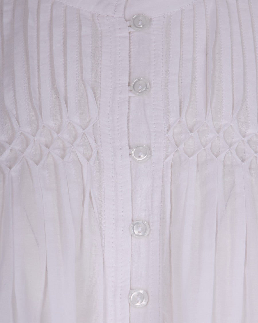 Isabel Marant Étoile Lightweight Cotton Voile Top With Smocked Detailing