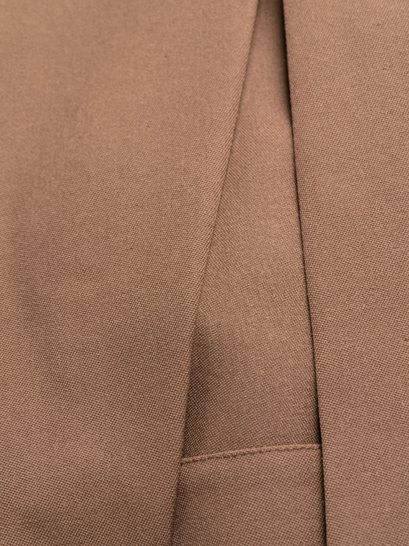Balmain Tobacco Brown Slit Tapered Wool Trousers