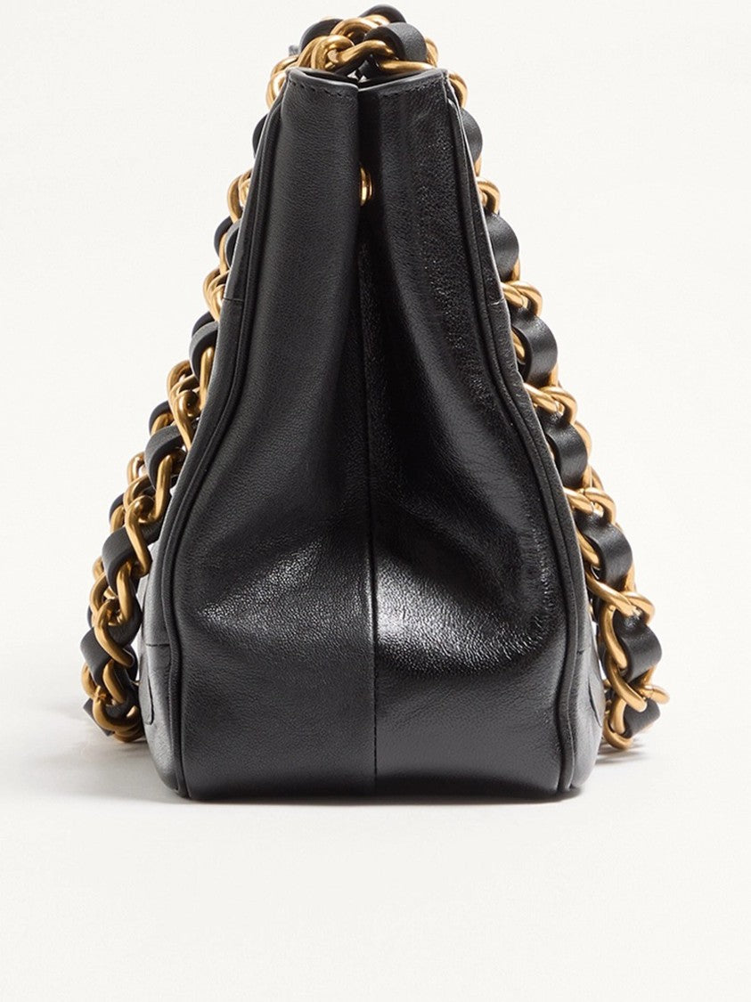 Valentino Black Laseine Chevron Nappa Leather Tote