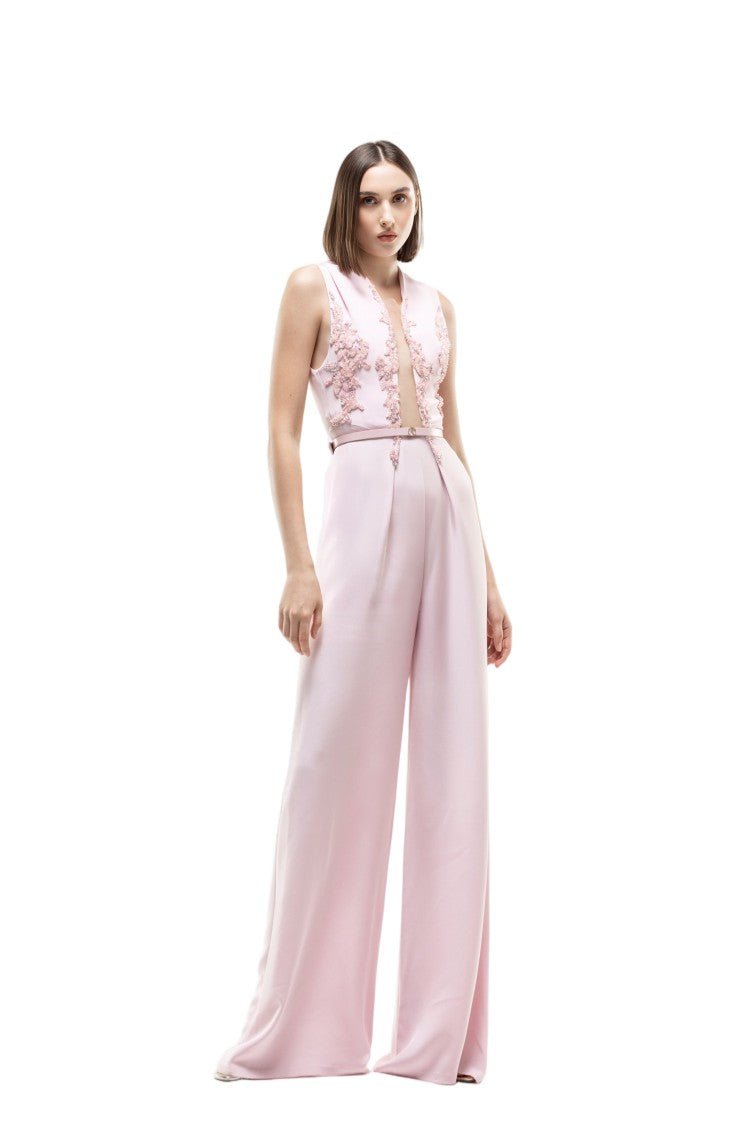 Saiid Kobeisy Embellished Crepe Jumpsuit