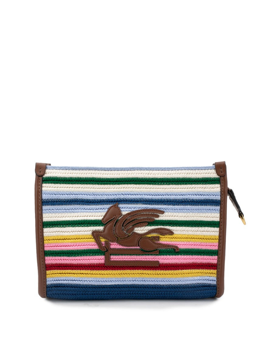Etro Multicoloured Striped Shoulder Bag With Pegasus Patch
