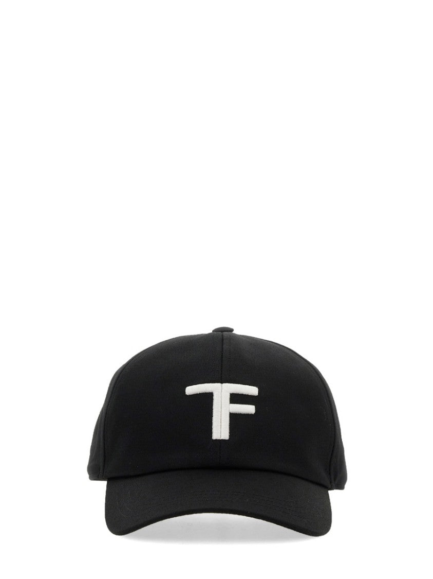 Tom Ford Black Cotton And Calf Leather Baseball Hat