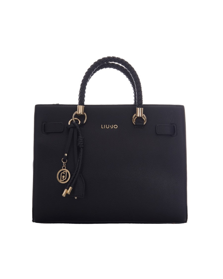Liu Jo Black Satchel M Textured Vegan Leather Bag