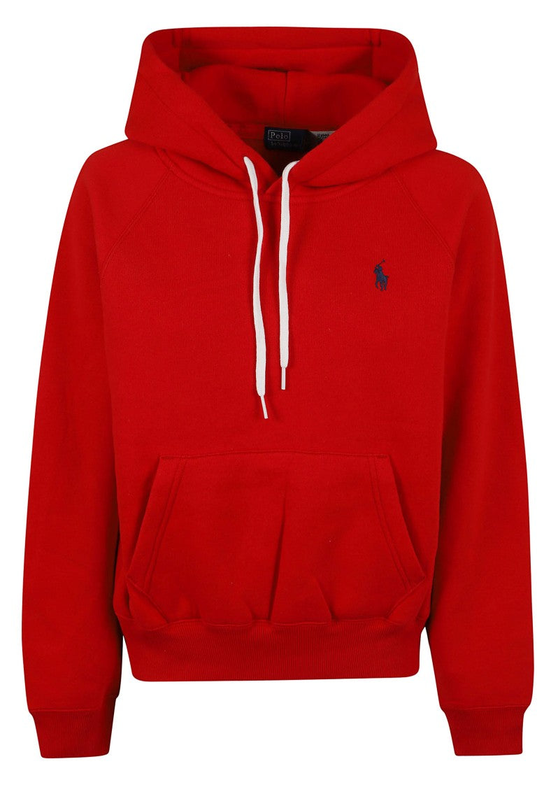 Polo Ralph Lauren Cropped Red Hoodie With Contrasting Embroidered Logo