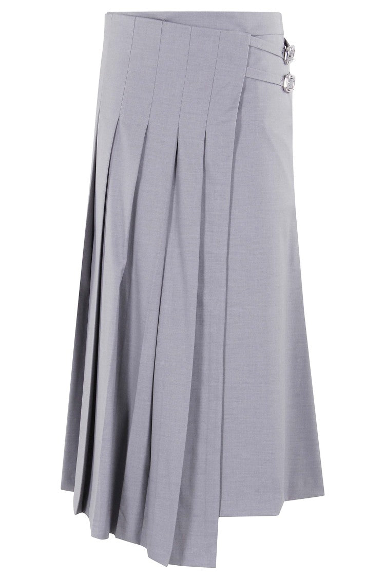Isabelle Blanche Asymmetrical Wrap-Around Midi Skirt With Structured Waistband