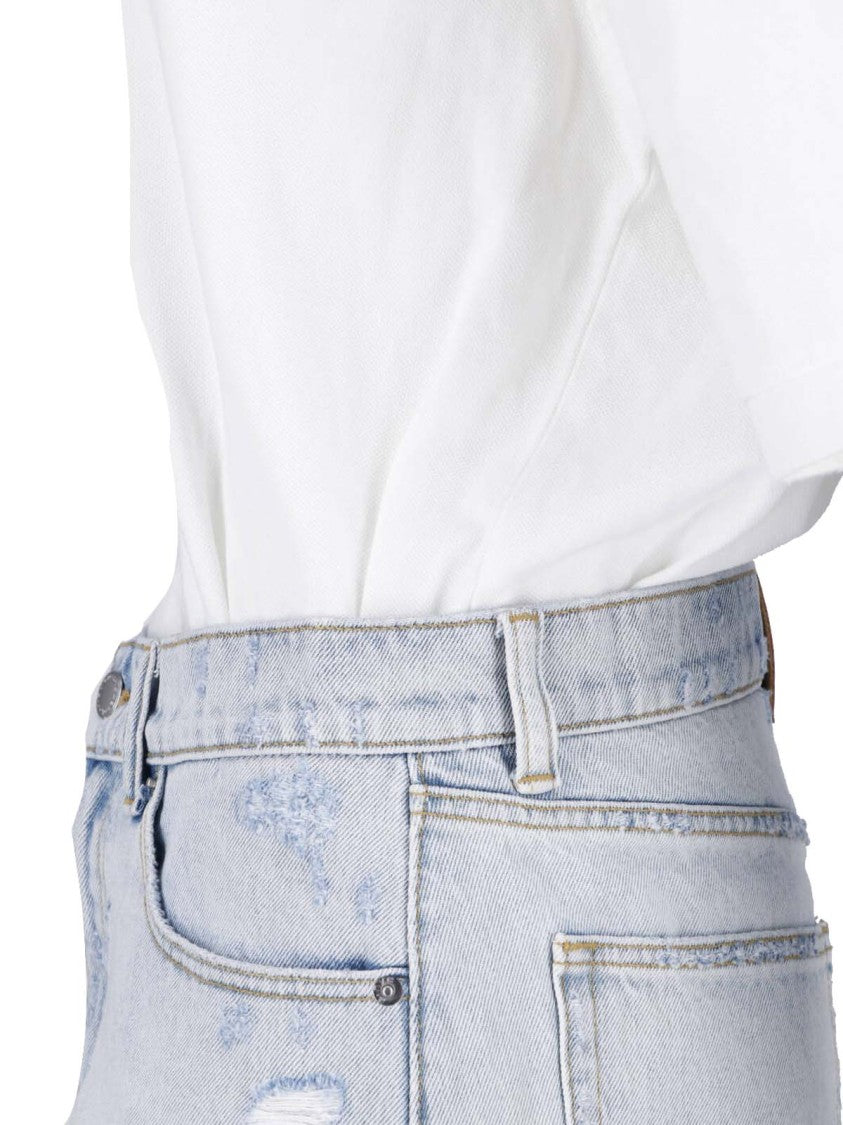 Alexander Wang Layered Denim And Polo-Style Dress