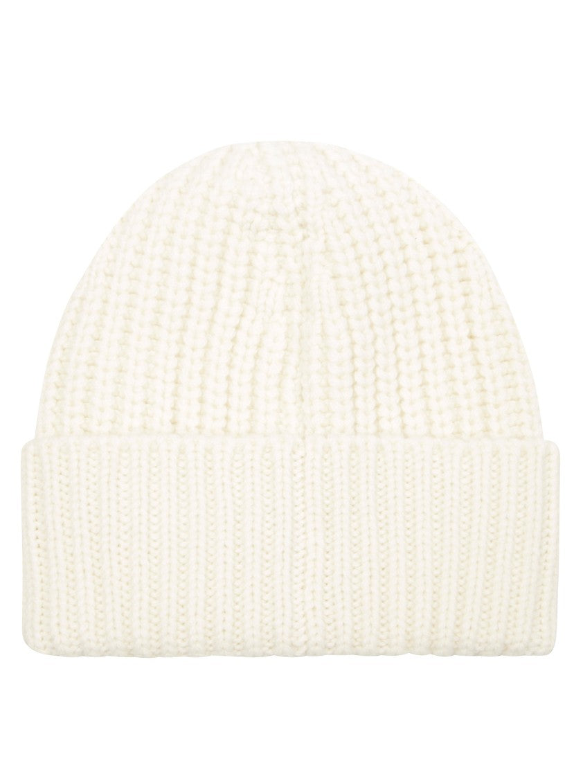 Moncler Rounded Crown White Hat With Curved Brim