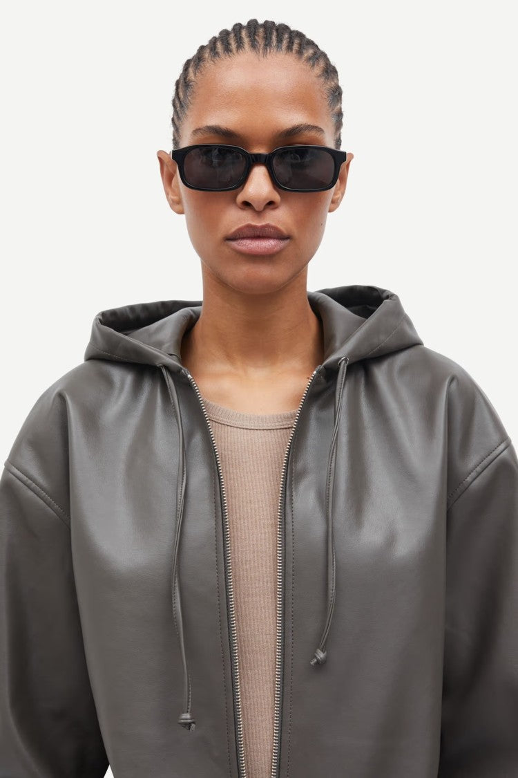 Samsoe Samsoe Loose-Fit Hoodie With Recycled Leather