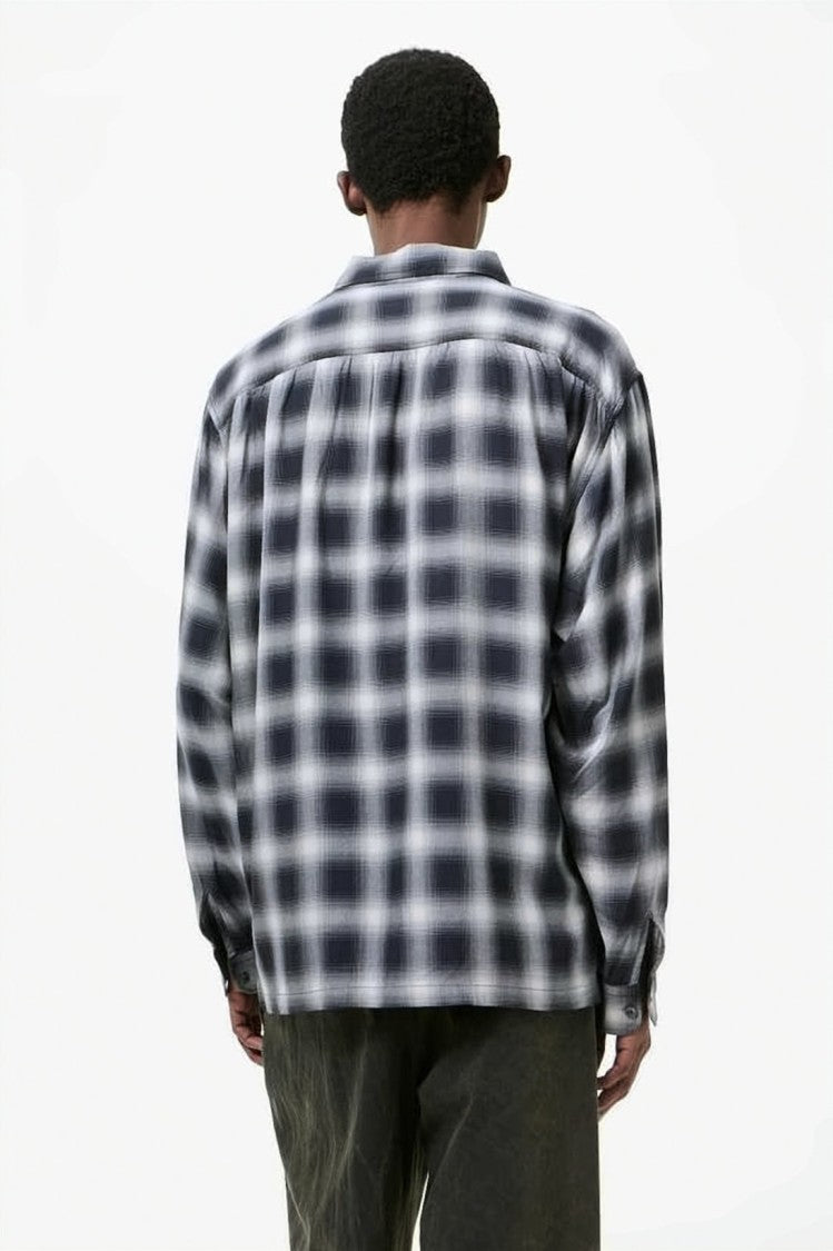 Our Legacy Blurred Checkered Long-Sleeve Shirt With Classic Collar