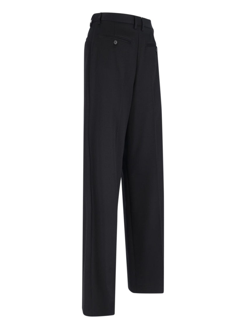 Mm6 By Maison Margiela High-Waisted Black Tailored Pants With Wide-Leg Silhouette