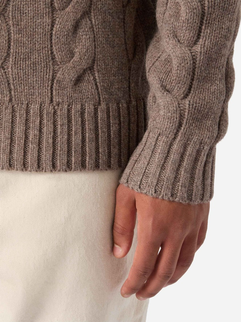 Mc2 Saint Barth Hooded Wool Sweater With Cable Knit Design