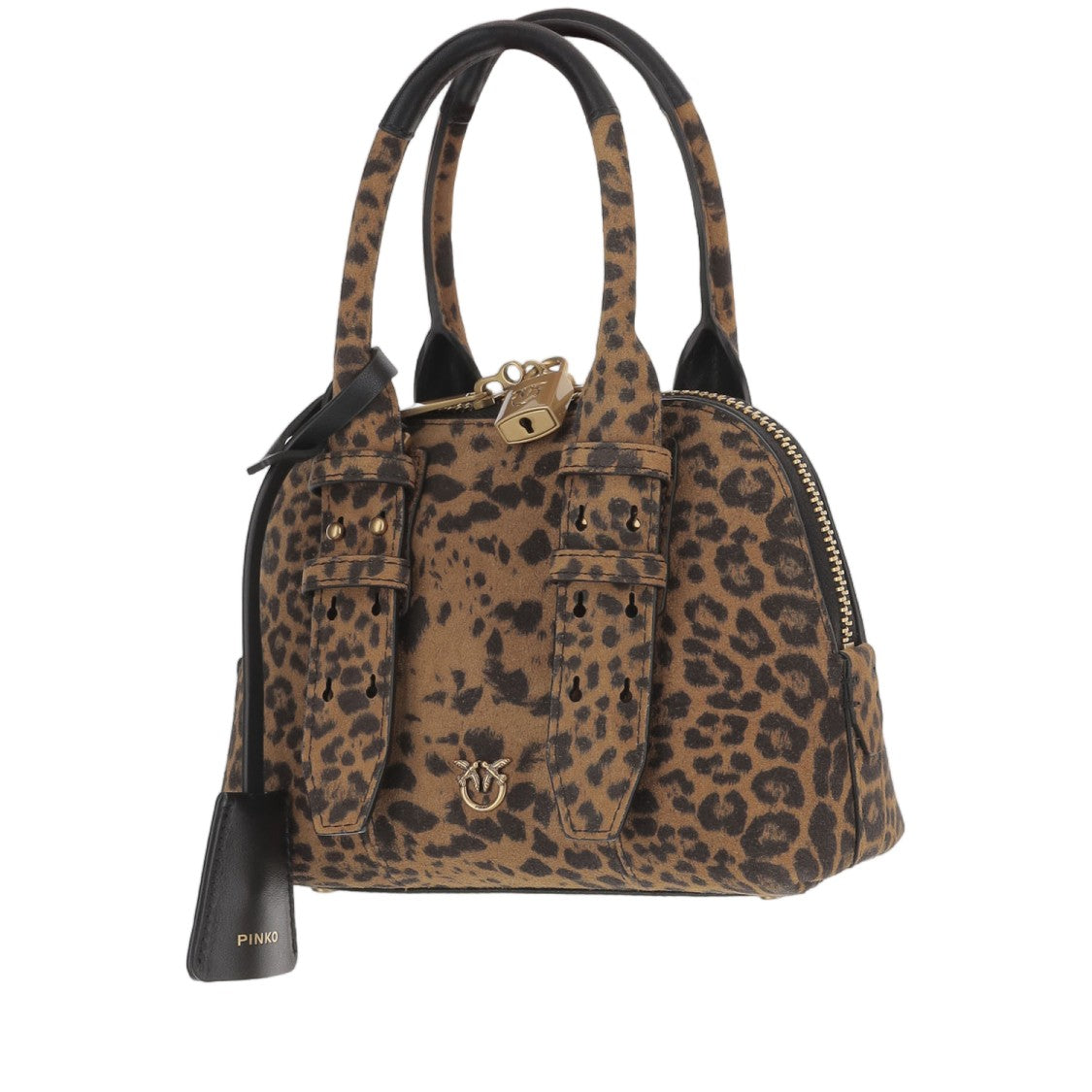 Pinko Mini Escape Suede Leather Handbag With Iconic Love Birds Logo