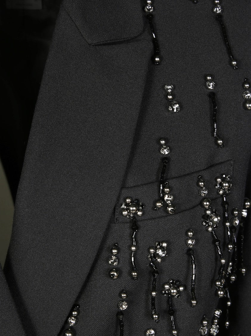 Pinko Embellished Oversized Jacket With Crystal Rhinestones