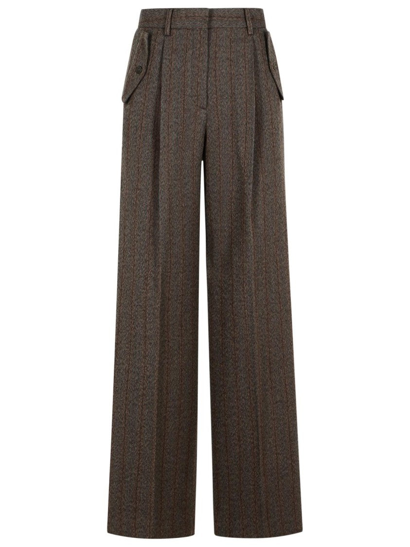 Golden Goose Pinstripe Pants In Brown Virgin Wool