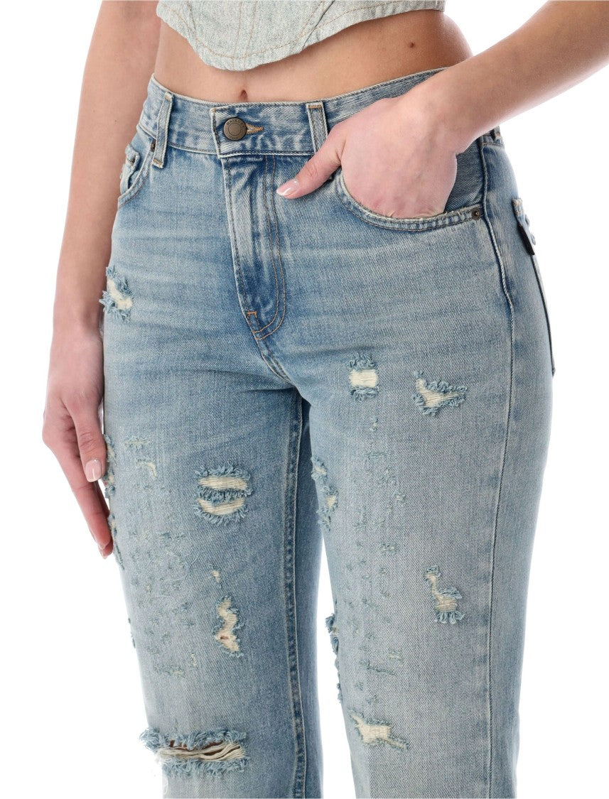 Haikure Flora Broken Distressed Straight Jeans
