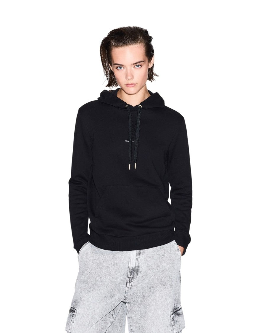 Armani Exchange Black Sweatshirt With Drawstring Hood