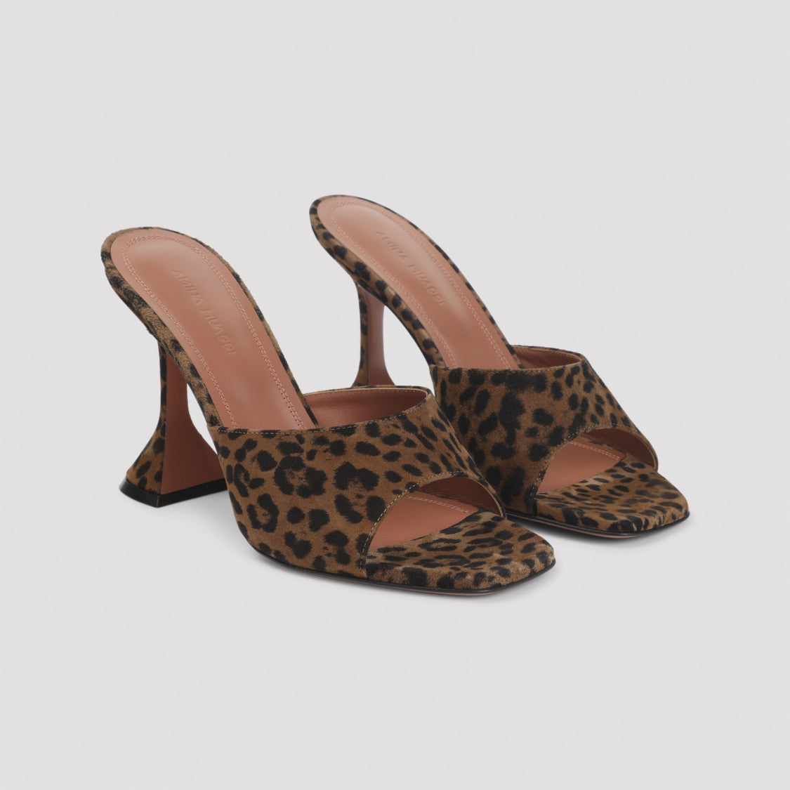 Amina Muaddi Leopard Suede Leather Lupita 95 Slippers