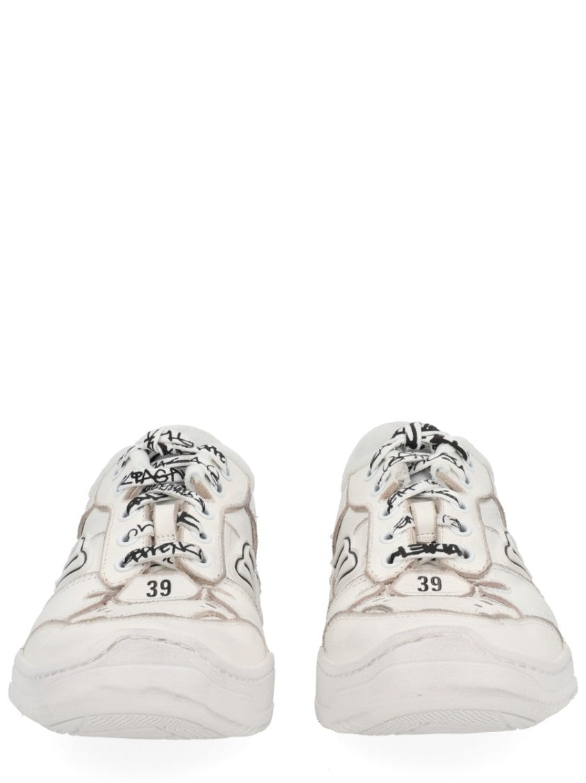 Balenciaga Hamptons Distressed Leather Sneakers
