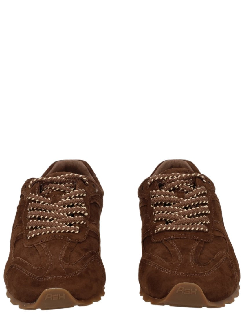 Ash Rich Brown Suede Diamond Stitching Sneakers