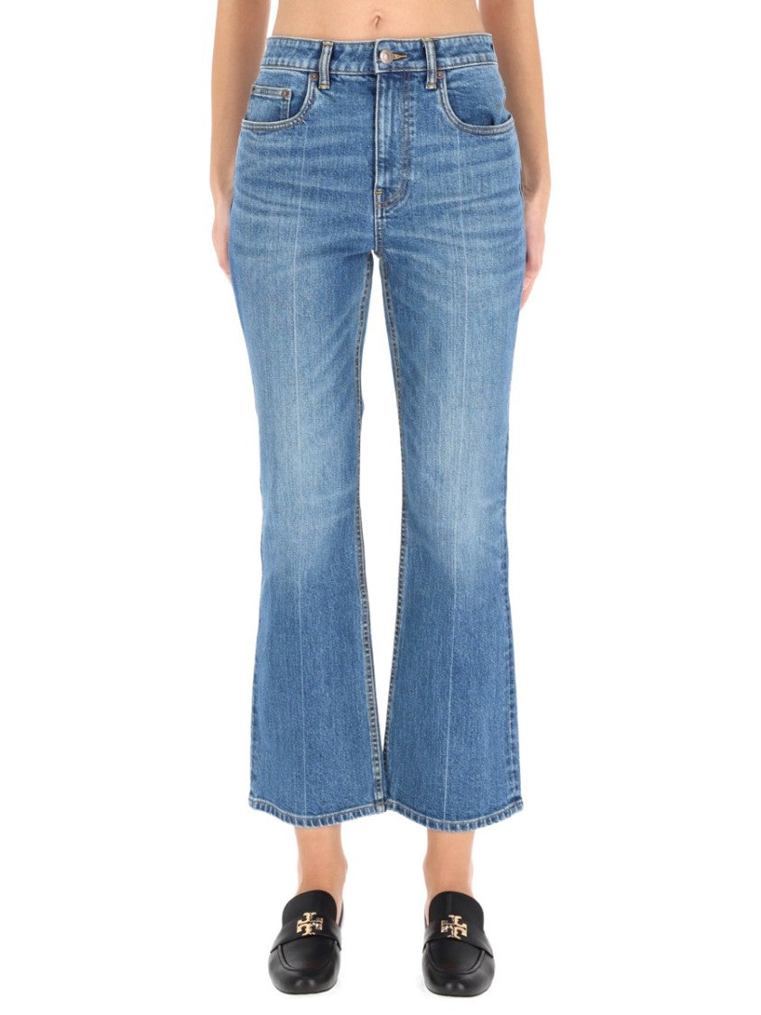 Tory Burch Mid-Rise Flared Denim Jeans