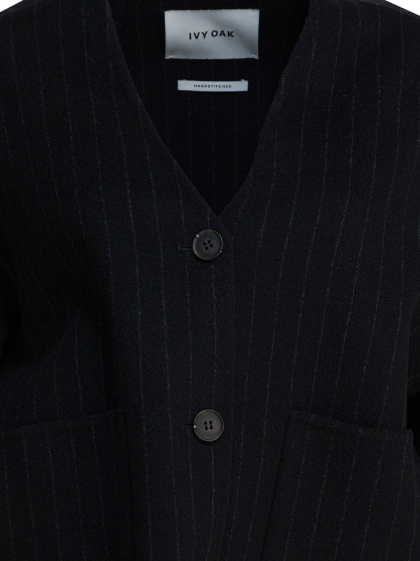 Ivy & Oak Cropped Pinstripe Jacket With Boxy Silhouette