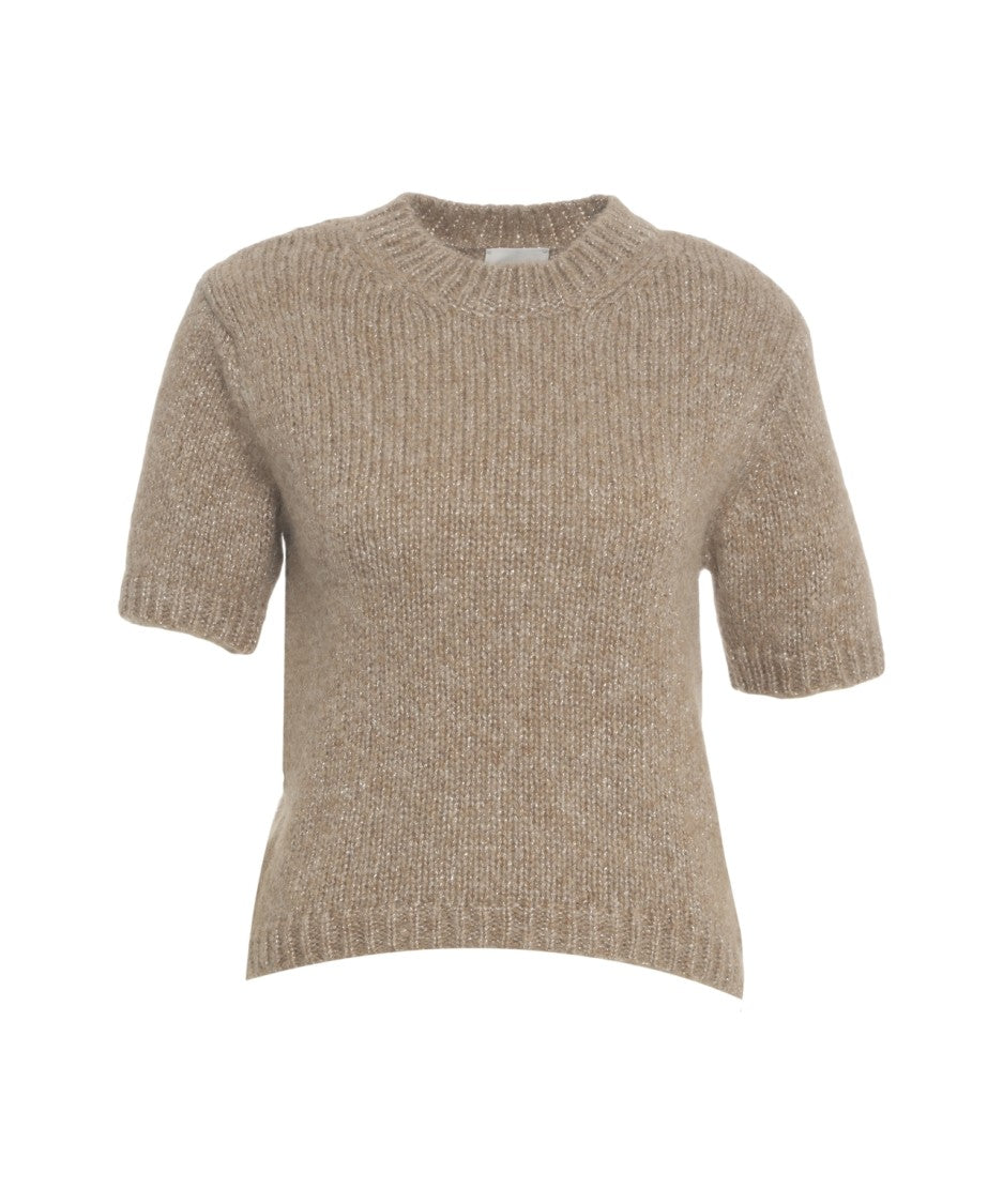 8Pm Short-Sleeved Knit Top With Ribbed Details