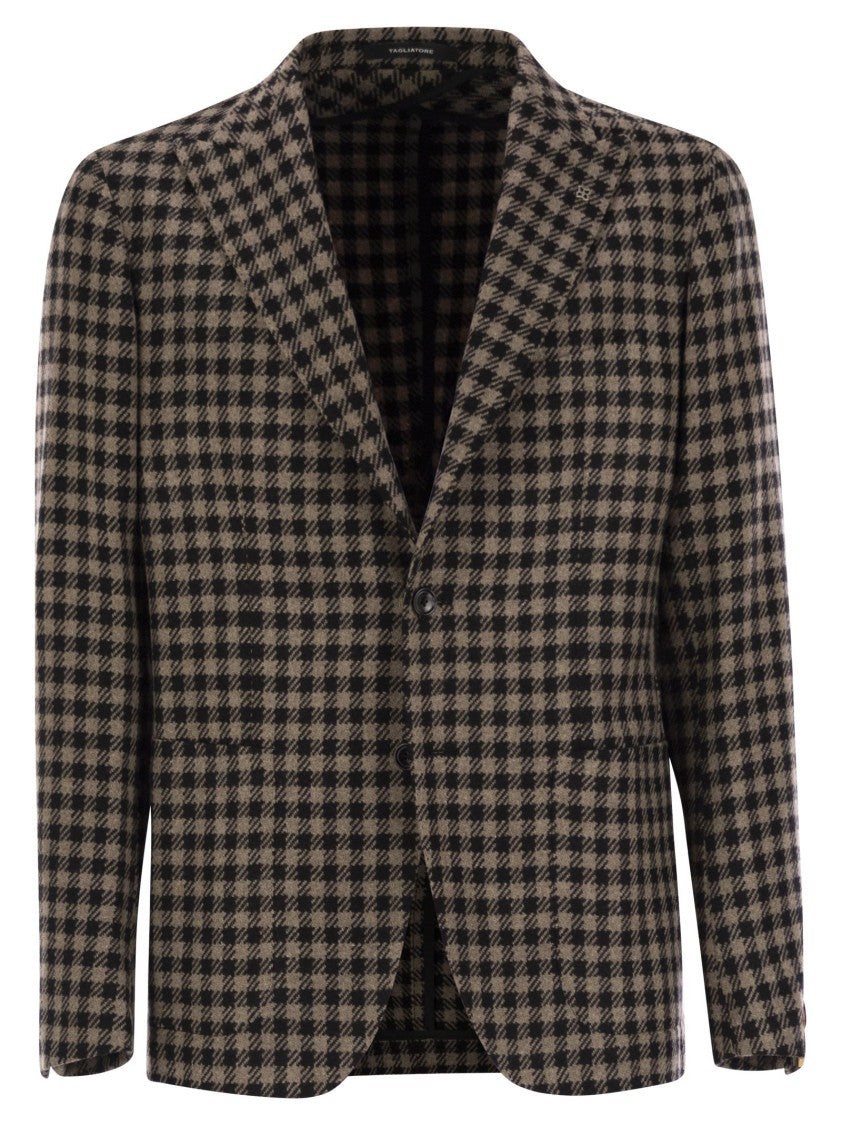 Tagliatore Houndstooth Virgin Wool Blend Jacket