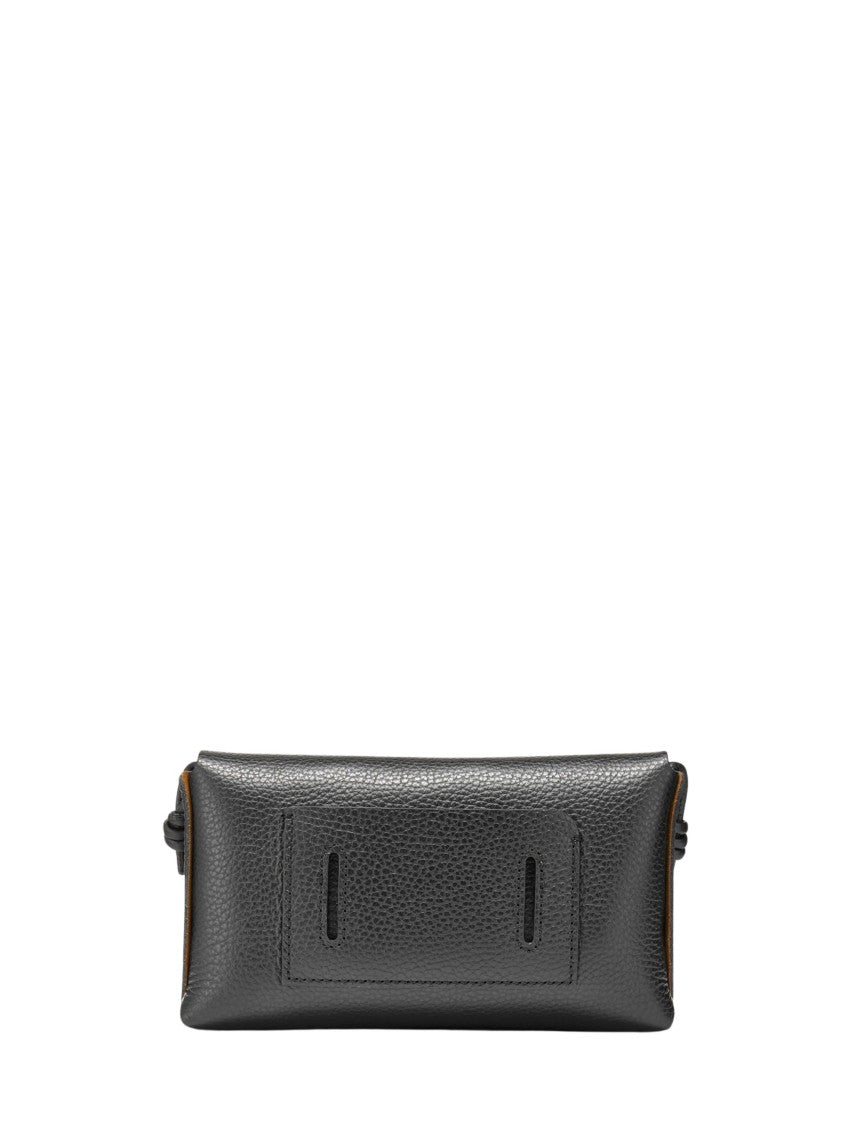 Zanellato Black Silver Turn-Lock Textured Leather Shoulder Bag