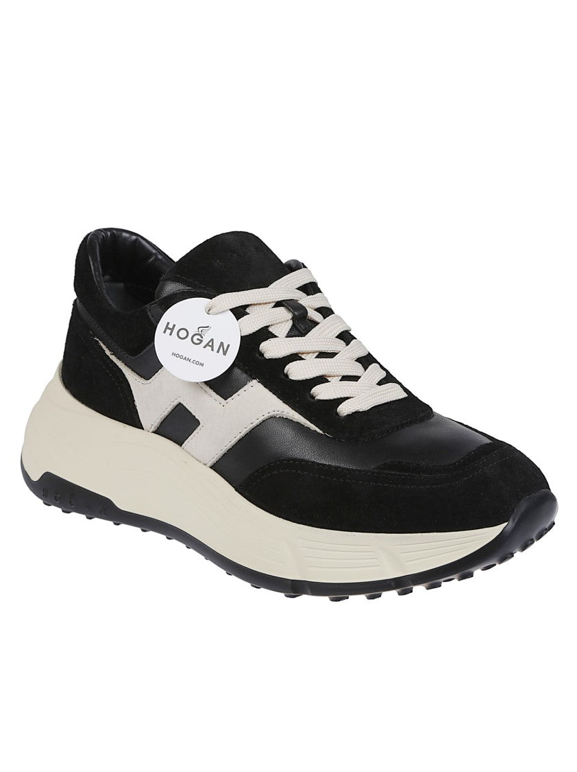 Hogan H669 Black Leather Suede Sneakers