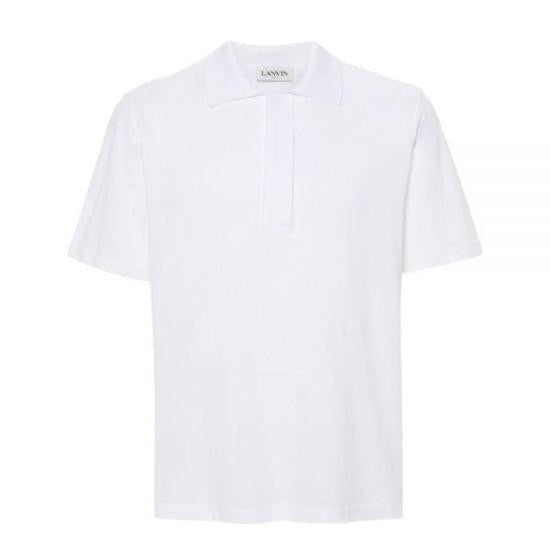 Lanvin Classic White Polo Shirt With Buttonless Placket