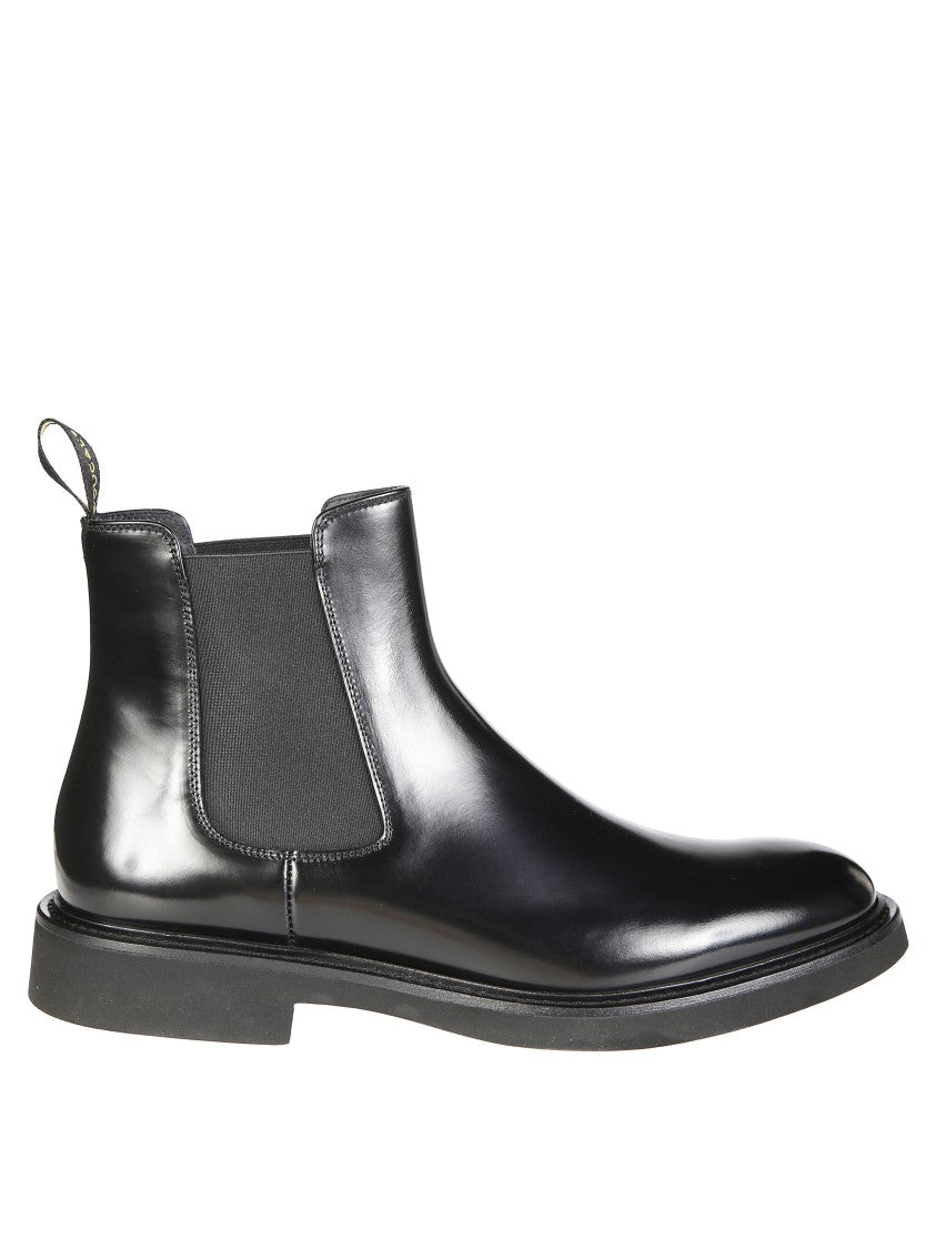 Doucal's Polished Leather Ankle Boots With Elastic Side Panels