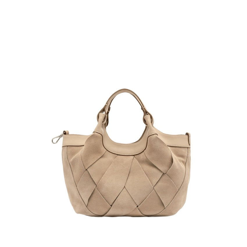 Gianni Chiarini Geometric Suede Handbag With Leather Accents