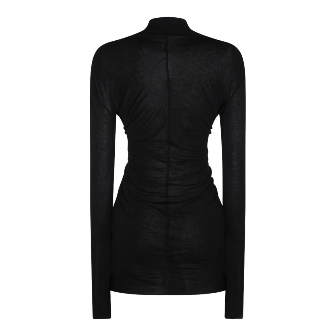 Rick Owens Deep V-Neck Ruched Black Top