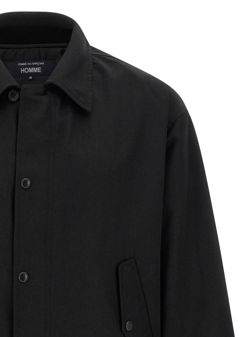 Comme Des Garçons Light Wool Blend Overshirt With Adjustable Hem And Snap Button Details
