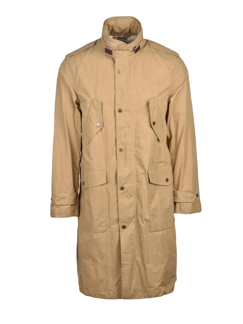 L Impermeabile Mid-Length Khaki Cotton Wembley Coat With Snap Closure