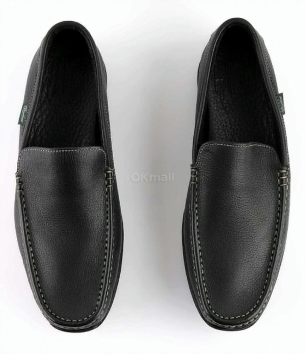 Paraboot Textured Leather Loafers With Rounded Toe